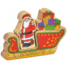 Wooden red & yellow sleigh toy