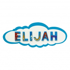 Blue cloud name plaque - large