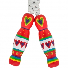 Red heart wooden skipping rope