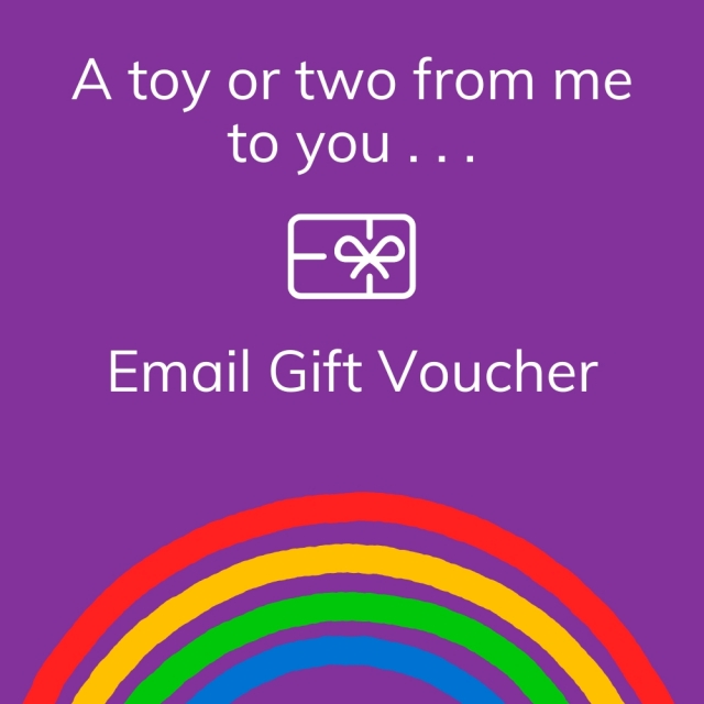 Image of gift voucher that is emailed to customer. Purple background with logo.