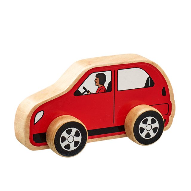Wooden toy Red Car  Lanka Kade fair trade