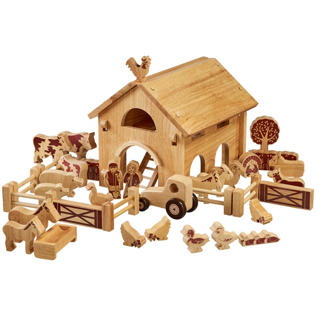 wooden farm animals