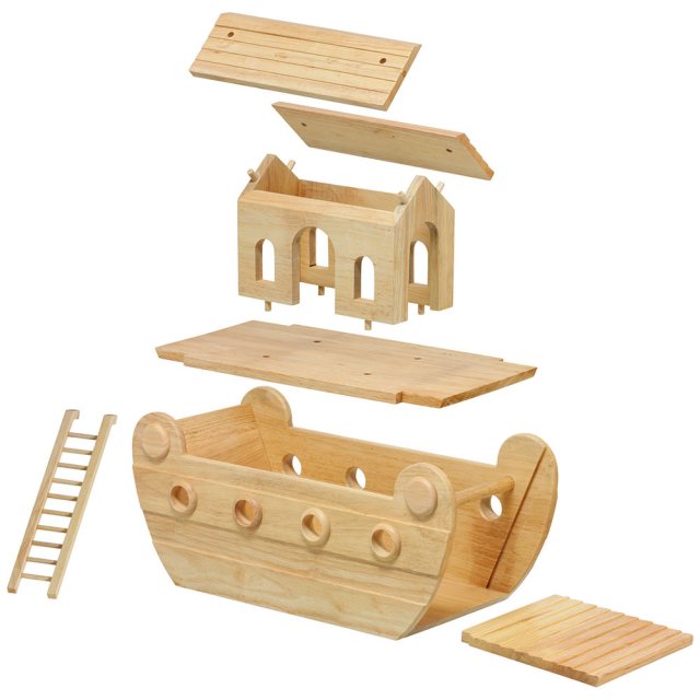 Wooden Deluxe Natural Noah's Ark Toy | Lanka Kade